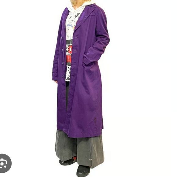 Tripp NYC Stylish Purple Long Trench Coat Women's M Joker Halloween Fall Grunge - Picture 1 of 12